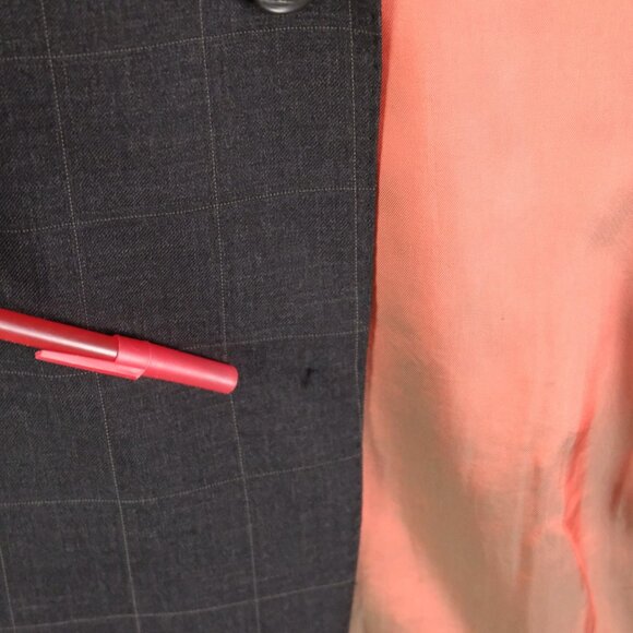 Samuelsohn Blazer Mens 44 Tall Long Gray Plaid Wool Super 100s Sport Coat Jacket - Picture 16 of 16